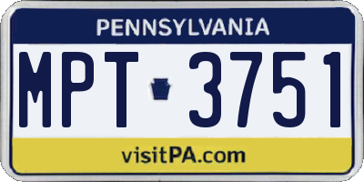 PA license plate MPT3751
