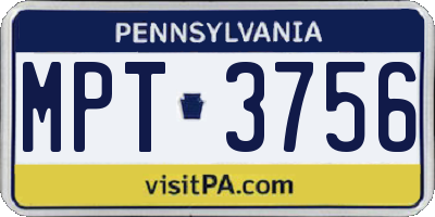 PA license plate MPT3756