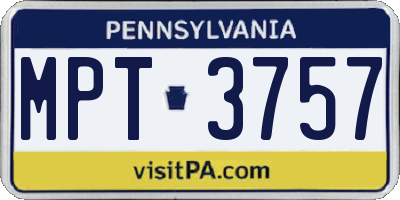 PA license plate MPT3757
