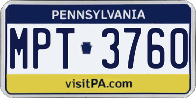 PA license plate MPT3760