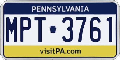 PA license plate MPT3761