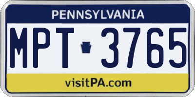 PA license plate MPT3765