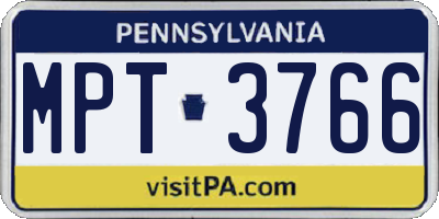 PA license plate MPT3766