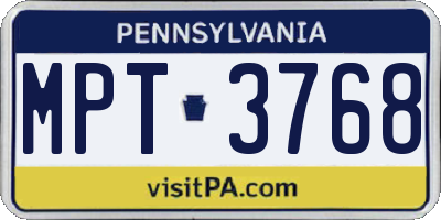 PA license plate MPT3768