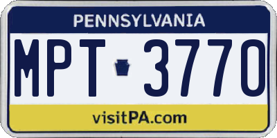 PA license plate MPT3770