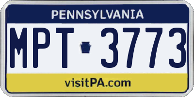 PA license plate MPT3773