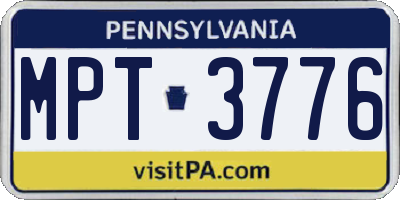 PA license plate MPT3776
