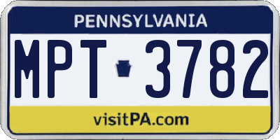 PA license plate MPT3782