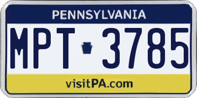 PA license plate MPT3785