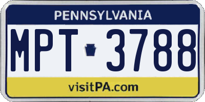 PA license plate MPT3788