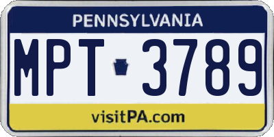 PA license plate MPT3789