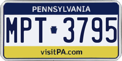 PA license plate MPT3795