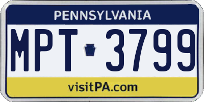 PA license plate MPT3799