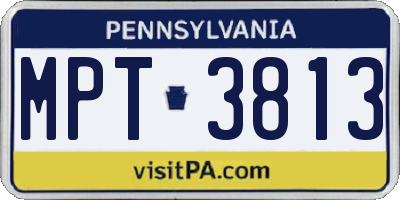 PA license plate MPT3813