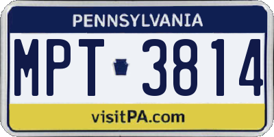 PA license plate MPT3814