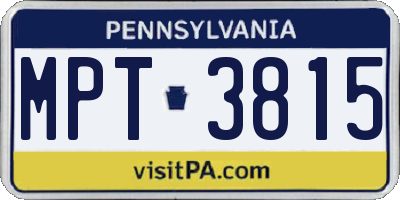 PA license plate MPT3815