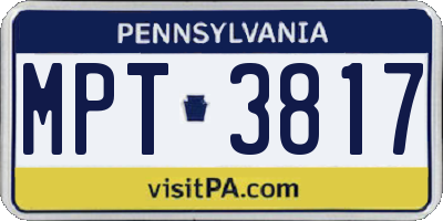 PA license plate MPT3817