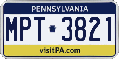 PA license plate MPT3821