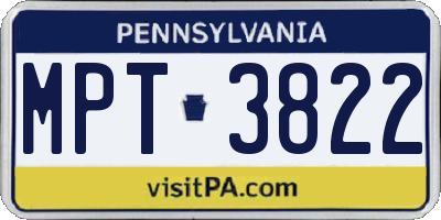 PA license plate MPT3822