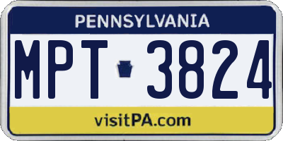 PA license plate MPT3824