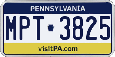PA license plate MPT3825