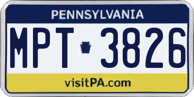 PA license plate MPT3826