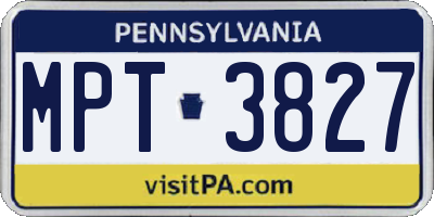 PA license plate MPT3827