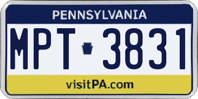 PA license plate MPT3831