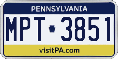 PA license plate MPT3851