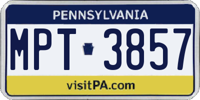 PA license plate MPT3857