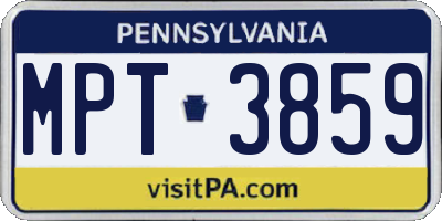 PA license plate MPT3859