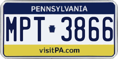 PA license plate MPT3866