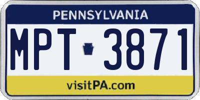 PA license plate MPT3871