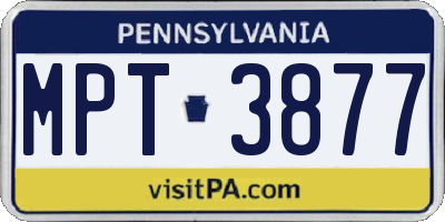PA license plate MPT3877