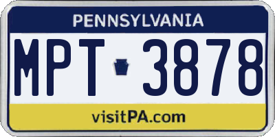 PA license plate MPT3878