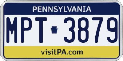 PA license plate MPT3879