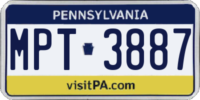 PA license plate MPT3887