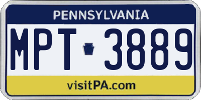 PA license plate MPT3889