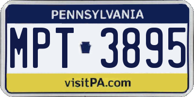PA license plate MPT3895