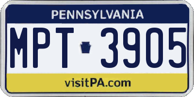 PA license plate MPT3905