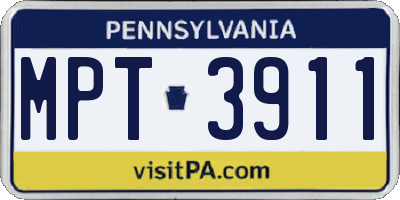 PA license plate MPT3911
