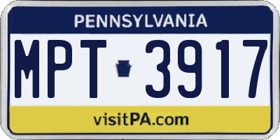 PA license plate MPT3917