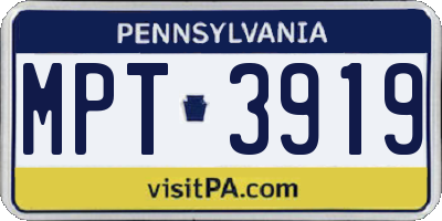 PA license plate MPT3919