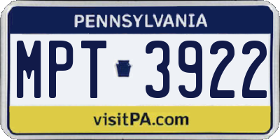 PA license plate MPT3922