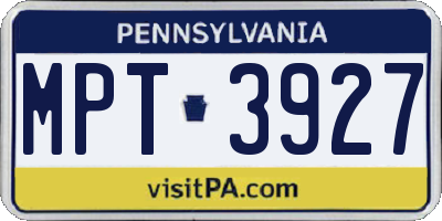PA license plate MPT3927