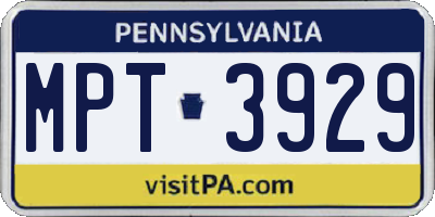 PA license plate MPT3929