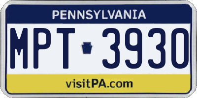 PA license plate MPT3930