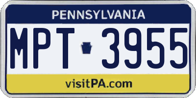 PA license plate MPT3955