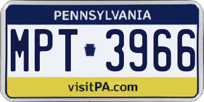 PA license plate MPT3966