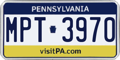 PA license plate MPT3970